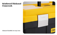 Toolbox with Removable Tray Secure Compartment Organizer Box Stackable