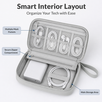 Large Cable Organiser Bag, Waterproof Pouch for Cables, Portable Electronics Organiser, Polyester Travel Accessory Storage with Zipper