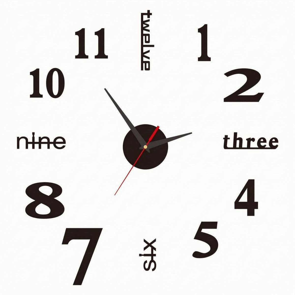 DIY Wall Clock Glow in the Dark Luminous Wall Clock Frameless 3D for Renters, Living Room, Bedroom