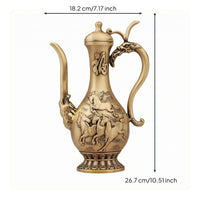 Lidded Brass Spirit Pot Chinese-Style Ornate Brass Spirit Pot for Home Display