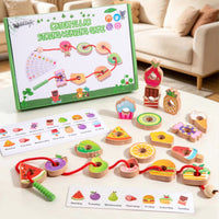 Stringing Educational Play Wooden Bead Puzzle Reasoning Thinking Wooden Threading Game for Kids