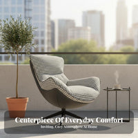 Ergonomic Design Modern Single Sofa Chair High-Density Foam Padding Single Sofa Reading Chair Easy Clean Swivel Armchair Ottoman Set Carbon Steel Frame for Readers, Homeowners, Adults, Living Room, Balcony, Bedroom