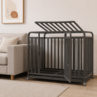 OVERSIZED-LARGE Black Square Tube Dog Crate, Heavy Duty Steel Dog Cage with Removable Tray, 125x95x110cm for Very Large Dogs