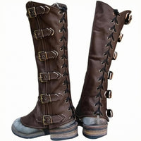 Metal Eyelets Viking Boot Covers Buckles Medieval Boot Covers Stacked Heel Leg Gaiters Calf-High
