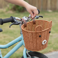 Kids' Woven Bicycle Basket - Retro Style Front Handlebar Storage for Balance Bikes & Scooters