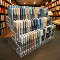 Acrylic Step Pen Holder Transparent Storage Display Rack for Desk