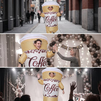 Inflate Inflatable Coffee Cup Suit Full-Body Coffee Cup Costume One Size Fits Most Inflatable Costume Oversized for Cosplayers