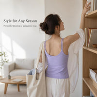 Women's Padded Camisole Tank Top with Built-in Bra for Summer