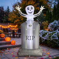 Lighted Ghost with Tombstone Outdoor Inflatable Tombstone Quick-Inflating Halloween Inflatable Fast Inflation for Yard