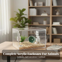 safeResistant Clear Acrylic Pet Habitat chew-resistantResistant Transparent Pet Terrarium Easy to Clean Small creature enclosure Ventilated for Hamster Owners, invertebrate Keepers, cold-blooded pet fans, Desktop, Indoors, Bedroom, Living Room