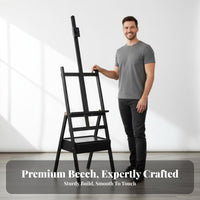 Solid Beechwood Beech Wood French Box Easel Foldable Design Wooden Easel with Drawer Lightweight Painting Stand Heavy Duty for Beginners, Children, Outdoor Sketching