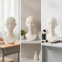 Mannequin Head Bust Mannequin Head with Shoulders Life-Size Face Model for Hair Stylists, Studio Photography