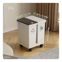 Freestanding Sorting Trash Can with Lid Rectangular Wheeled Garbage Can Compact Garbage Bin with Wheels Sturdy for Kitchen