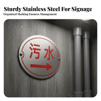 Stainless Steel Sewage Sign Rustproof Rainwater Direction Plate Waterproof Manhole Cover Marker for Municipal Workers, Outdoors