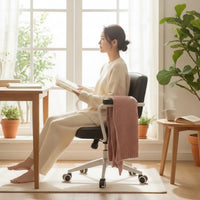 Swivel Office Chair with Armrests Padded Tufted Desk Chair with Wheels Ergonomic for Remote Workers, Students, Study Room