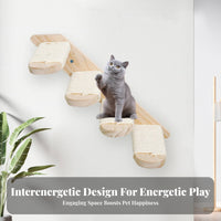 surfaceMounted feline Climber Set Multistep surfaceMounted Climbing Steps Space Saving Pet Furniture for Apartment Dwellers, Indoors, Living Room, Playroom