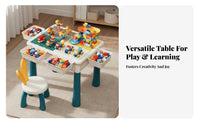 Large Particle Compatible Building Block Table Educational Building Block Storage Table Safety Rounded Corners Double-Sided Play Tabletop Easy to Clean for Toddlers, Preschoolers, Playroom, Daycare, Kindergarten, Classroom
