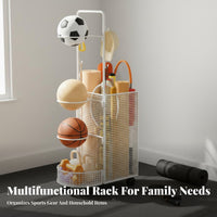 Exercise Mat Storage Rack Easy to Move Home Gym Storage Trolley Large Capacity Mobile Athletic Gear Holder for Families, Garage, Playroom