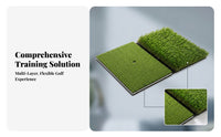 Foldable Golf Hitting Mat Tee Hole Double Turf Golf Mat Layered Base Practice Tool
