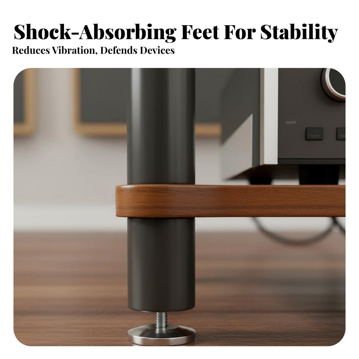 Multi-Tier Audio Equipment Rack Ventilated Shelving Audio Component Rack Sturdy Amplifier Dampening Stand for Audiophiles, Living Room