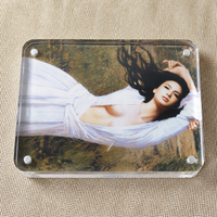 Acrylic Photo Frame 6x4, Freestanding Photo Frame, Double Sided Frameless Design, Rounded Corners, Modern Desk