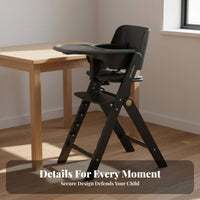 Adjustable Growth Chair Ergonomic Design Wooden Infant High Chair Easy to Clean for Young Children, Parents, Mealtime, Kitchen, Study Room
