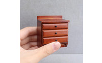 1:12 Scale Nightstand Realistic appearance:12 Scale Bedside Table Three Drawers Mini Wooden Bedside Cabinets
