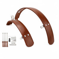 2 Pieces Mudguard Set with Mounting Hardware Wood-Grain Cycle Mudguard Set Retro Folding Bike Fenders for Commuters, City Riding