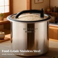 Moisture-Proof Stainless Steel Rice Bin Portable Handle Airtight Rice Container Rust-Resistant for Pantry