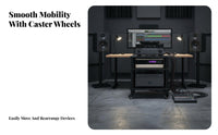 Shock-Absorbing Design Amplifier Shelving Unit Stable Steel Frame AV Media Stand with Wheels Heavy-Duty High-Fidelity Equipment Stand Lockable Casters for Audiophiles, Home Theater, Living Room