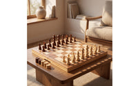 Portable Wooden Chess Set Carved Foldable Chess Set Compact Travel for Beginners, Classroom