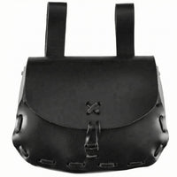 Handmade PU Leather Waist Bag Retro Medieval Waist Bag Flap-Front Reawakening Belt Pouch Laced Stitching