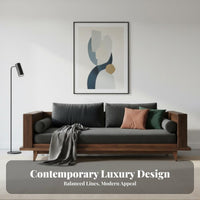 New Chinese design Three-Seater Wooden Sofa sturdy Wood Frame Upholstered Wooden Leg Couch Light Luxury Aesthetic Household Furniture Minimalist Design for Families, Homeowners, Apartment Dwellers, Living Room, Lounge Area, Bedroom, Office