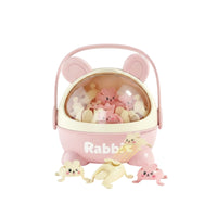 60 Pieces Storage Box Rabbit-Shaped Toy Figure Curved Handle Press-and-Rebound Rabbit Gift-Ready Kids Playthings