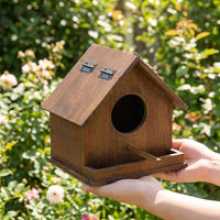 Integrated Feeding Wooden Bird Box, 60mm Entrance Bird Box and Bird House for Parakeets, Hanging Nesting Shelter for Garden and Outdoor Use