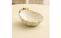 Bowl with Shell Shape Ribbed Shell Bowl with Forks Decorative for Hosts, Tabletop Display, Home Entertaining, Living Room