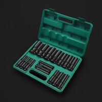 Metric Deep Socket Set Professional Socket Set with Carrying Case Heavy-Duty Drive Sockets Portable for Mechanics, DIYers, Workshop, Garage