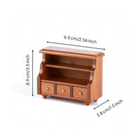 Walnut Dollhouse Display Cabinet Vintage Miniature Display Cabinet Wood Miniature Cupboard with Drawers Classic for Collectors