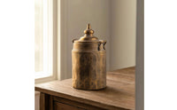 Metal Vase with Lid Vintage Lidded Jar Rustic Lidded Storage Jar for Console Table, Mantel