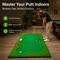 Indoor Putting Green, 3m Practice Putting Mat with 12 Holes, Portable Synthetic Turf for Office Home Golfers