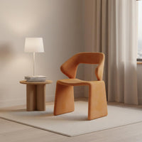 Curved Back Accent Chair Minimalist Design Modern Sculptural Chair Designer Style Indoor Seating for Reception Area, Living Room, Cafe