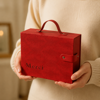 Floral Drawer Gift Boxes for Presents, Retro Red Paper Gift Box with Lids, 27x9x21cm Birthday Girlfriend Company Gift