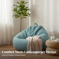 Comfortable Single-Person Lounger Long-Lasting Beanbag Chair Skin-Friendly Bean Bag No Assembly Required for College Students, Pet Owners, Balcony, Living Room, Reading Nook, Watching Movies