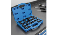 19 Pieces Rust Resistant Fuel Line Wrench Set Metric Sizes Oil Line Wrench Set Portable Storage Case CR-MO Steel for Mechanics, Auto Repair Shop, Garage
