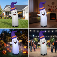 Inflatable Inflatable Ghost with Witch Hat Outdoor Inflatable Ghost Cute Yard Decoration Lighted for Families, Homeowners, Lawn, Garden