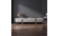 TV Cabinet with Mineral Slab Surface Sleek TV Cabinet Low-Profile Media Console for Living Room