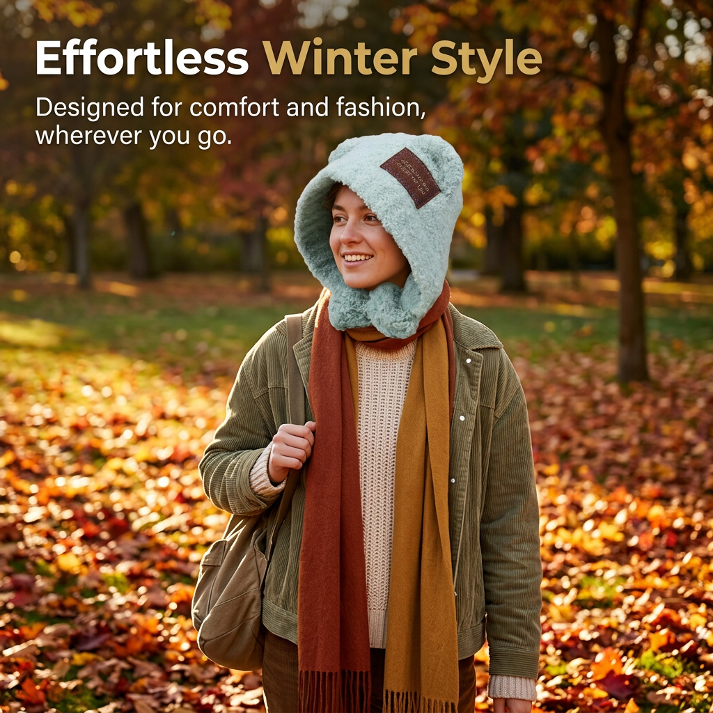 Women's Trapper Hat with Teddy Fleece, Windproof Knit Beanie with Bear Ears, Warm Winter Hat for Cold Weather, Adjustable Ushanka Hat