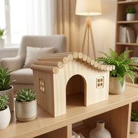 Bunny and Guinea Pig Houses, Ventilated Guinea Pig Shelters, 2-Level Wooden House with Stairs for Quail and Chickens