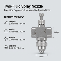 Spray Tip for Misting, Stainless Steel Fine Mist Nozzle, Siphon Fan-Shape Spray Tip for Greenhouse Humidification