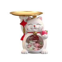 Fortunate feline Key Bowl Large Capacity wide opening feline Statue Modern artistic